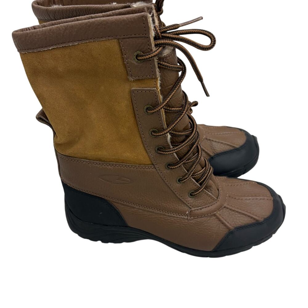 Champion Naoma Brown Leather Insulated Lace Up Winter Snow Boots Women's Size 8